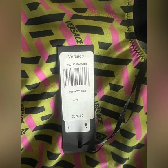 NWT VERSACE Neon Logo One-Piece Swimsuit Geometric Print Size 3 (M/L) AUTHENTIC - Picture 3 of 7